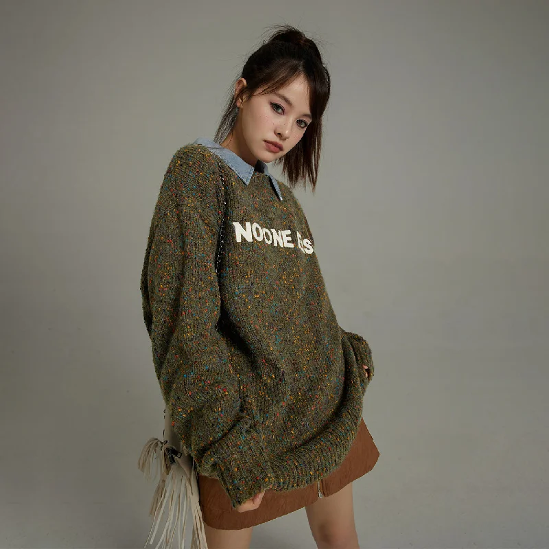 Retro Fashion Noe Lettering Cozy Knit Sweater