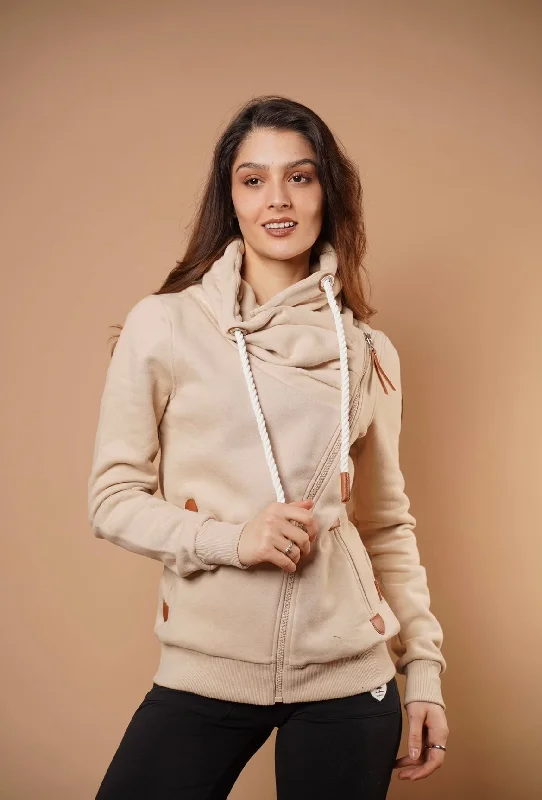 Versatile Outfits Hestia Sand Zip Cowl Neck