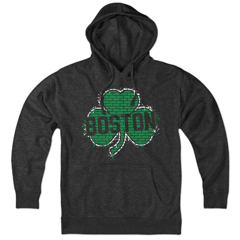 Simple Solid Color Boston Shamrock Graffiti Hoodie