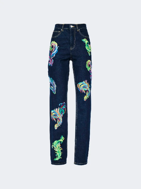 Personalized Outfit Embroidered Feather Jeans