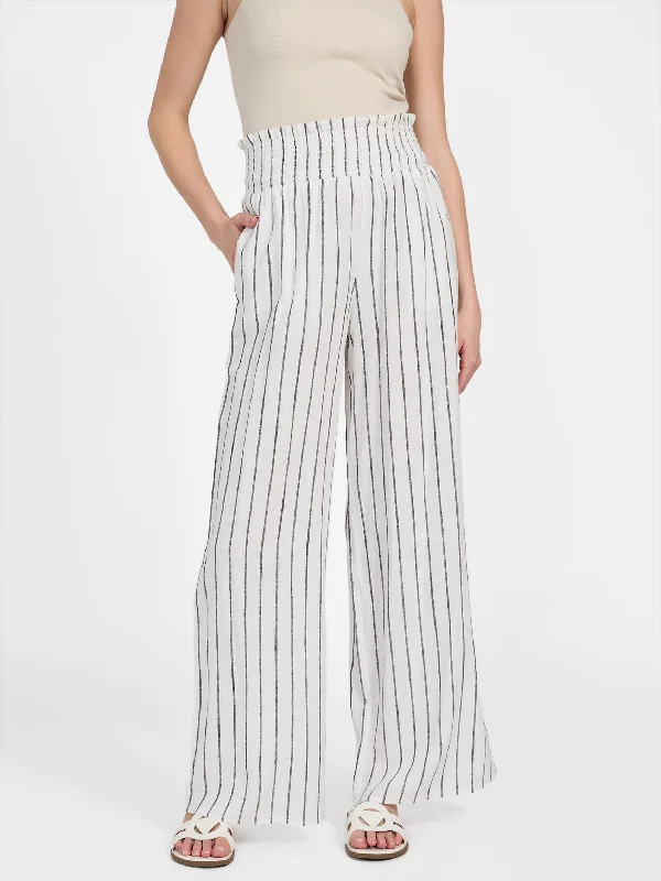 Basic Version Harper Striped Linen-Blend Palazzo Pants