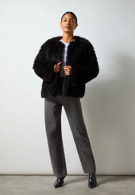 Fashionable Prints Issy Black Faux Fur Jacket