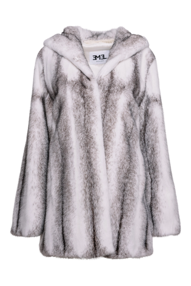 Celebrity Must-have Hooded High-Low Swing Mid-Length Mink Fur Coat