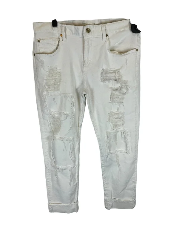 Playful Style Jeans Designer By 7 For All Mankind In White Denim, Size: 6