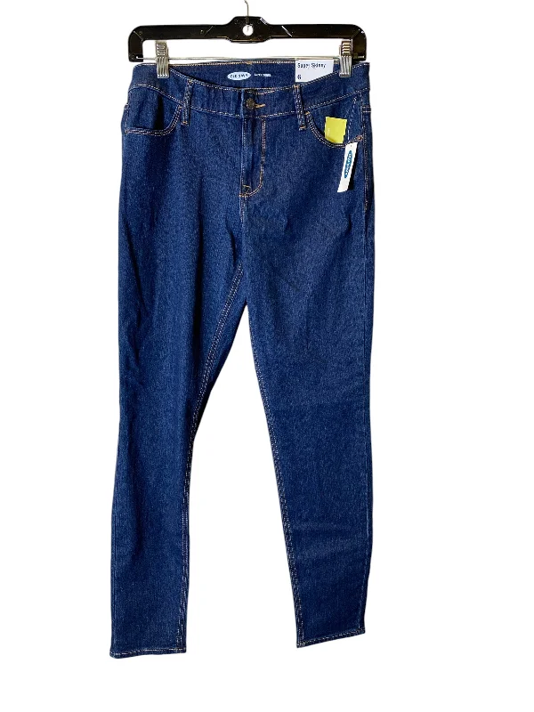 Floral Prints Jeans Skinny By Old Navy In Blue, Size: 6