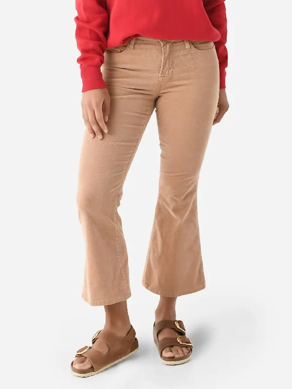 Noble And Elegant Le Crop Flare Corduroy Jean In Light Camel