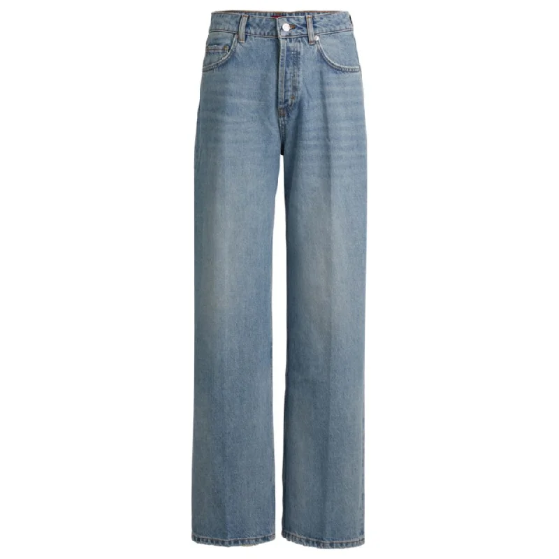 Relaxed Fashion Wide-leg jeans in mid-blue rigid denim