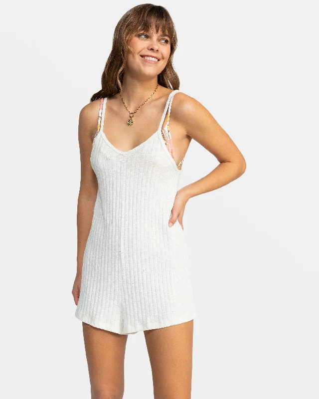 Bright Colors On Our Way V- Neck Romper - Egret
