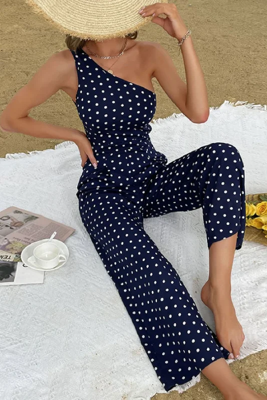 Versatile Items Polka Dot One-Shoulder Jumpsuit