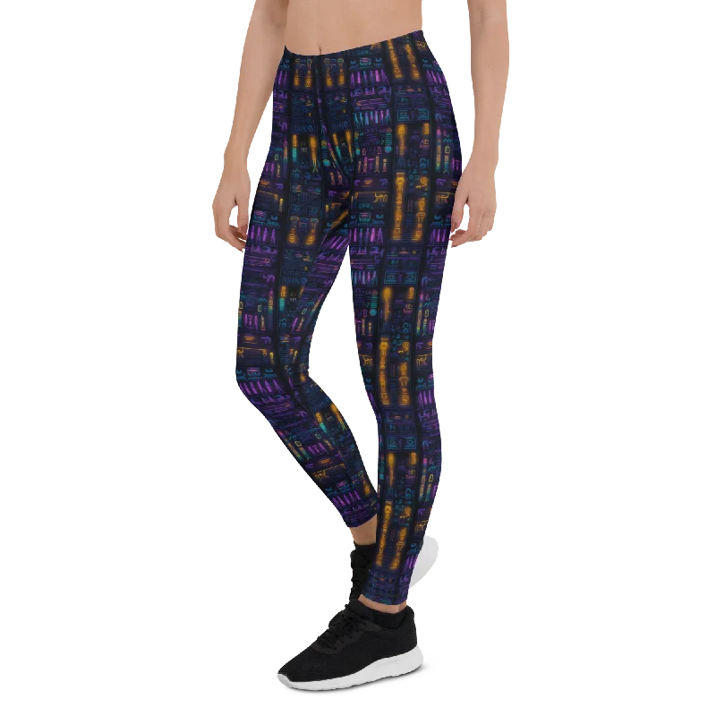 Celebrity Style Neon Hieroglyphics Leggings