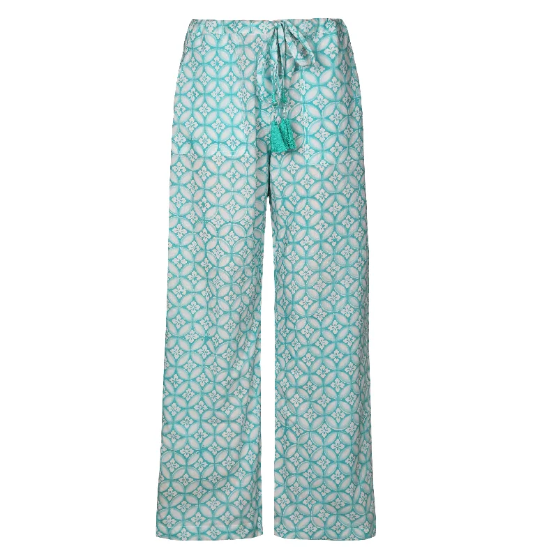 Versatile Itinerary Nina Aqua Cotton Lounge Pants