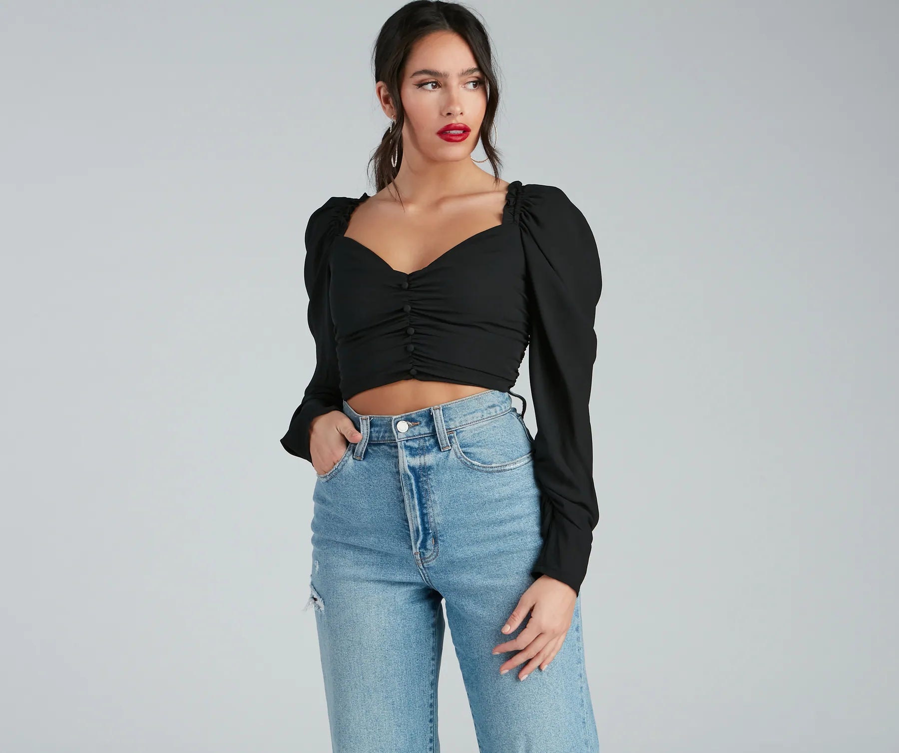 Casual Elegance Chance For Romance Chiffon Puff Sleeve Top