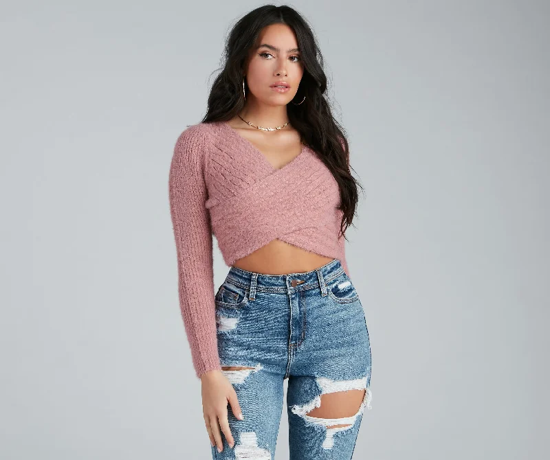 Comfortable Jeans Cuddle Weather Eyelash Knit Wrap Sweater