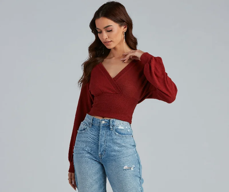 Easy Chic Effortless Perfection Surplice Sweater