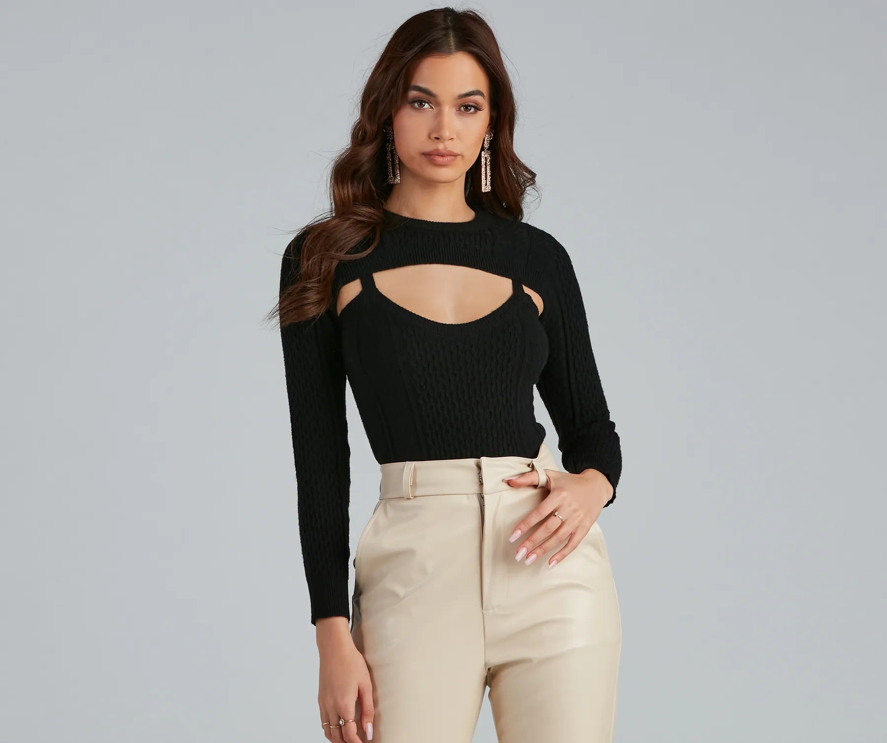 Modern Chic Keeping Knit Trendy Cable Knit Top