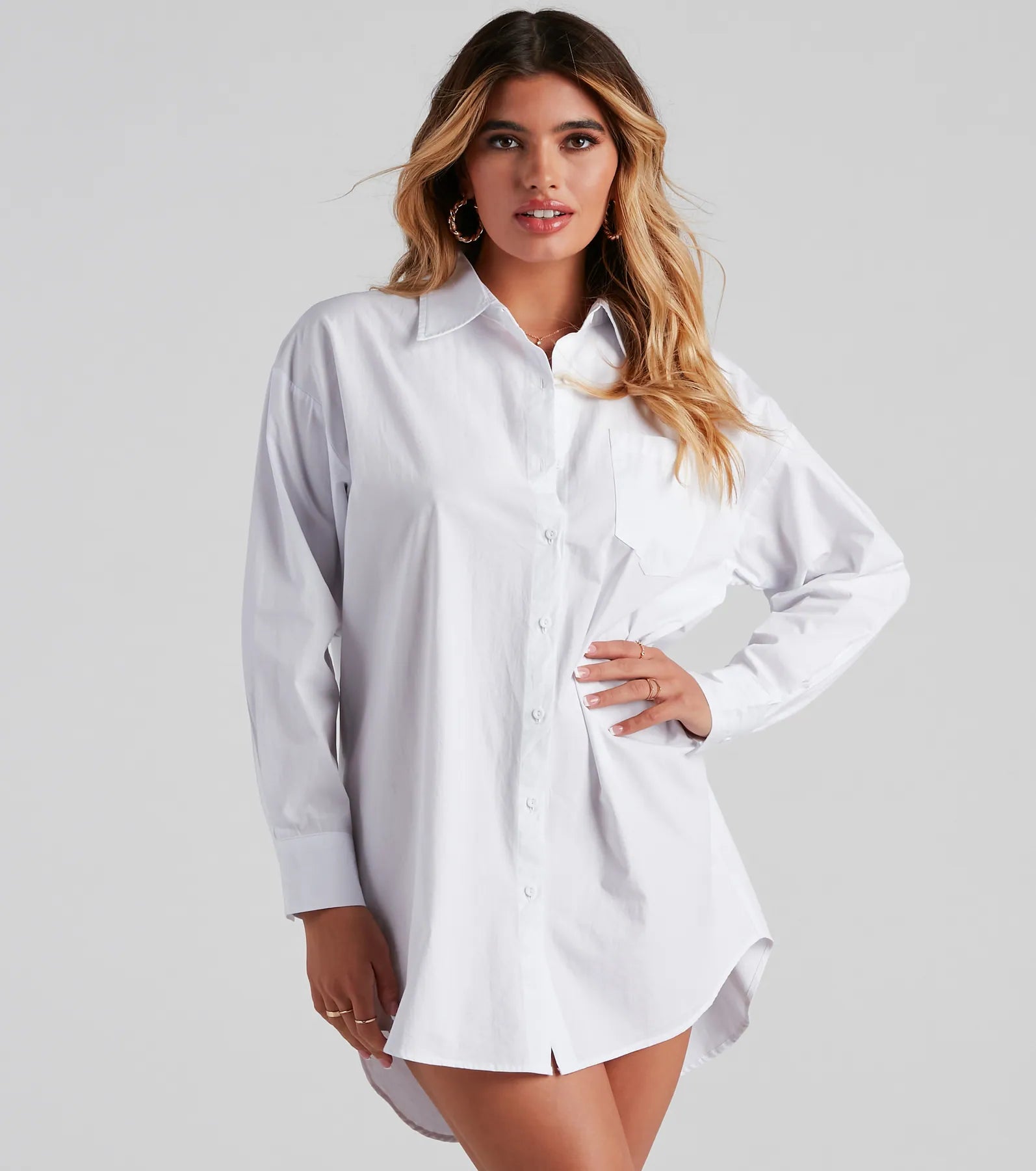 Daily Comfort Laid Back Cutie Button-Down Poplin Top
