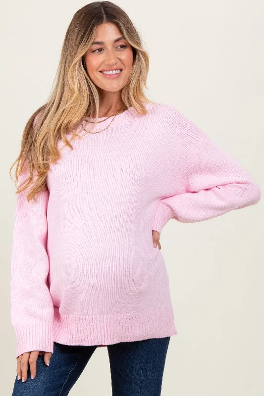 Trendy Dresses Light Pink Soft Knit Basic Maternity Sweater