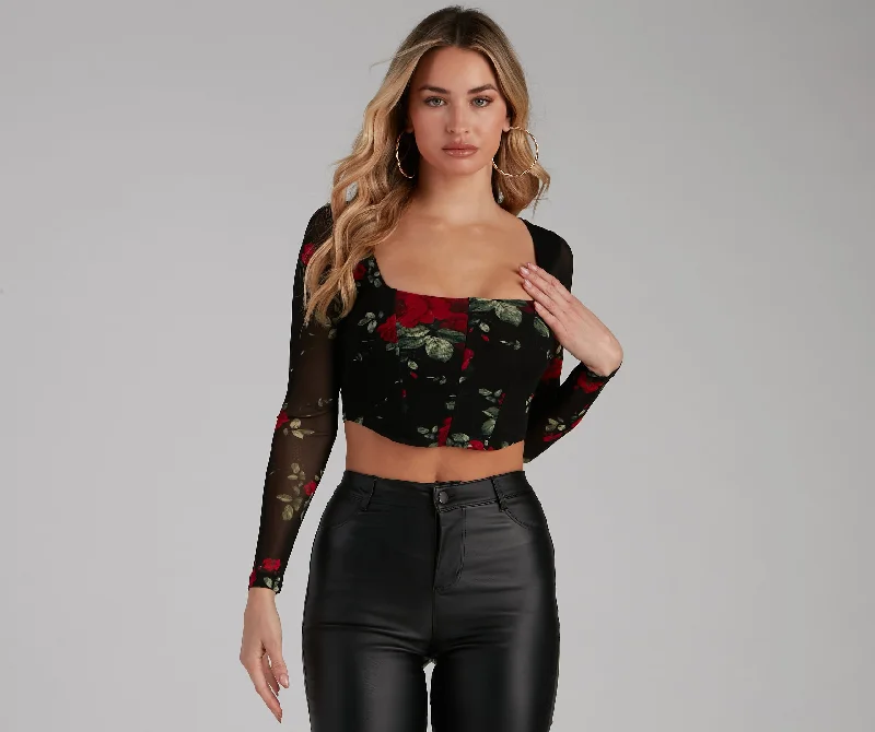 Cozy Knits Love At First Rose Bustier Top