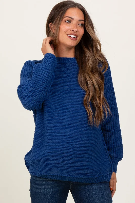 Exclusive Customization Navy Basic Chunky Knit Maternity Sweater
