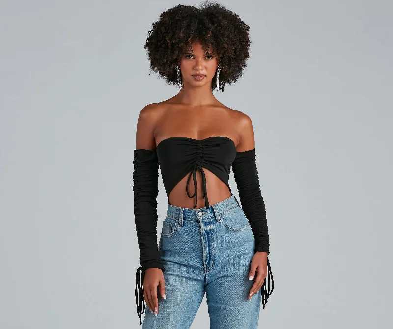 Relaxed Fashion Pucker Up Venetia Ruched Bodysuit