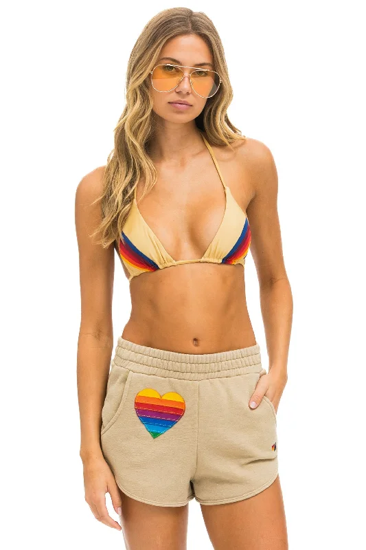 High Street Style RAINBOW HEART STITCH LOUNGER SHORT - SAND