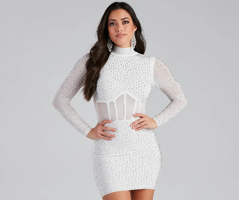 Energy Plan Renata Formal Heat Stone Illusion Mini Dress