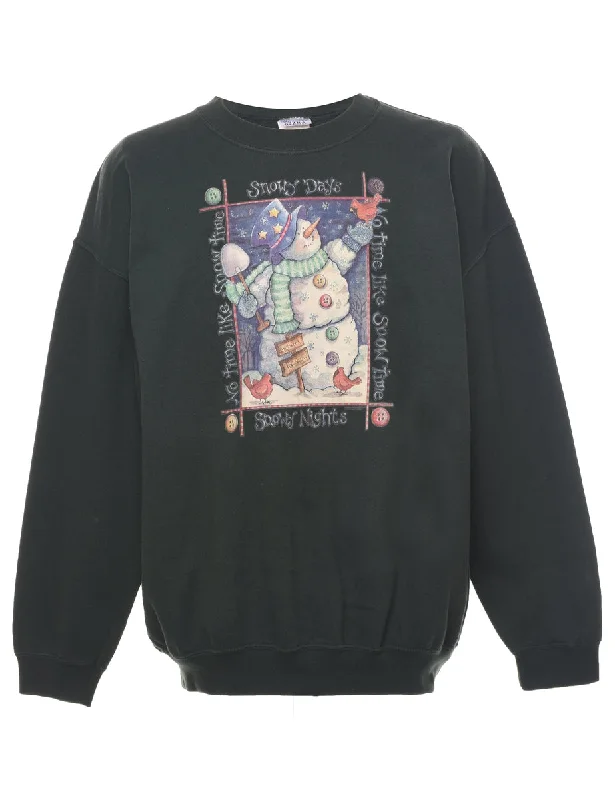 British Style Snowman Christmas Sweatshirt - XL
