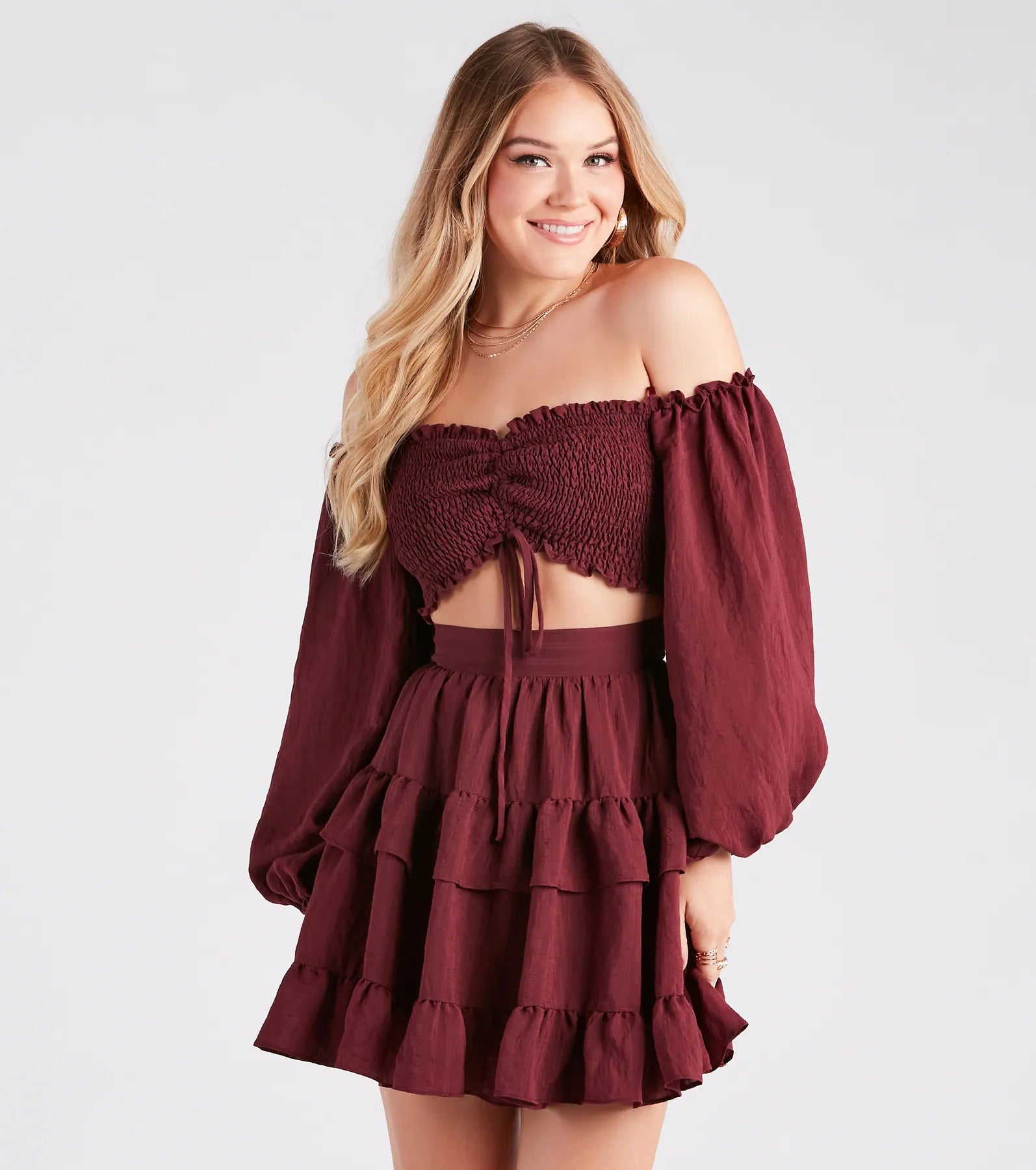 Comfortable Fashion Looks So Sweet Ruffled Cutout Skater Dress