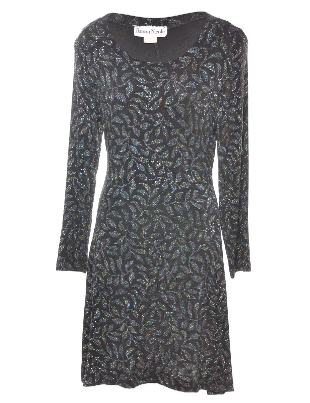 Short Design Sparkly Finish Evening Dress - M