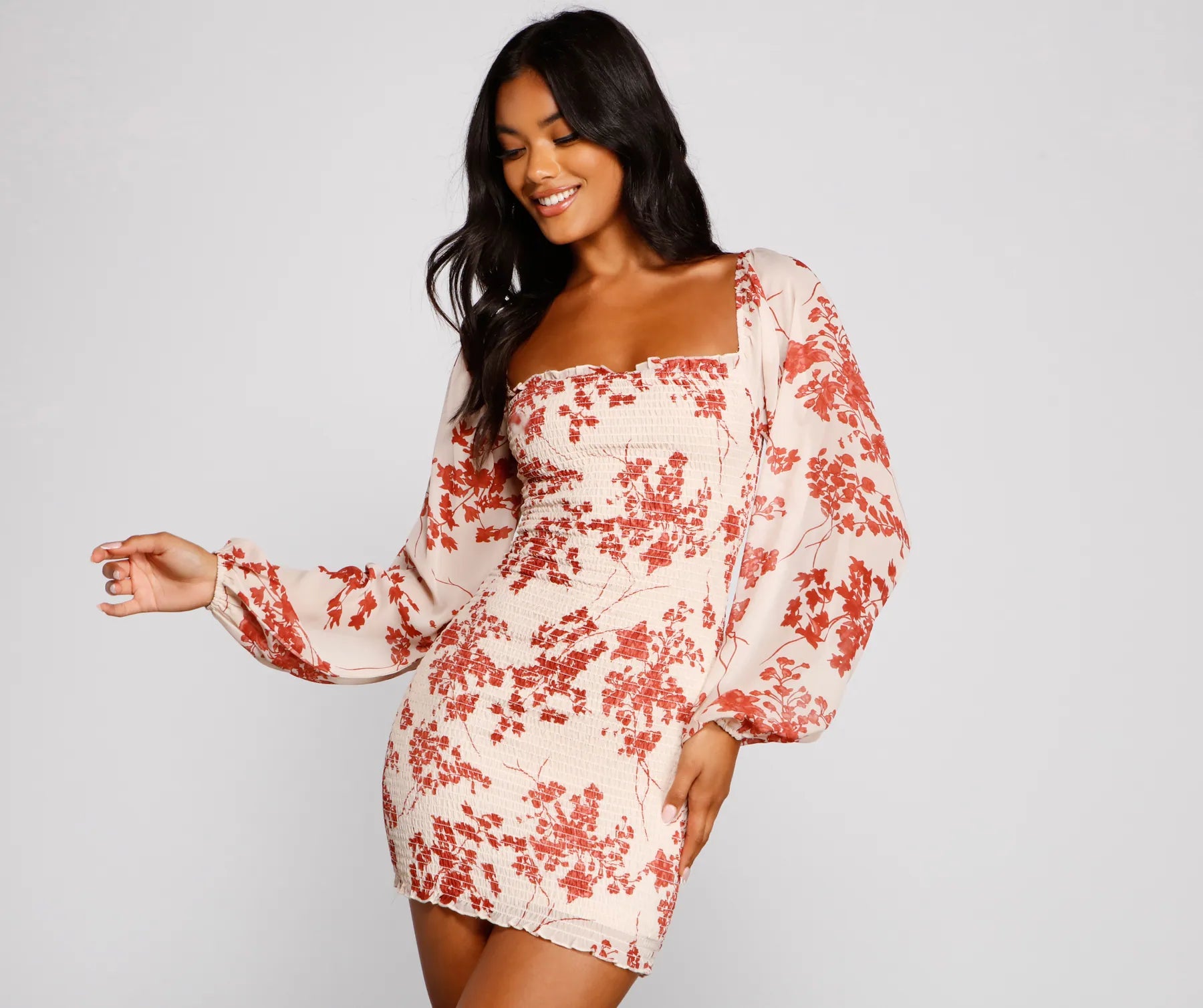New Products Total Sweetheart Smocked Floral Dress